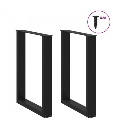 vidaXL Dining Table Legs U-Shaped 2 pcs Black 70x(72-73) cm Steel — Size: 70 x (72-73) cm — V0671986294