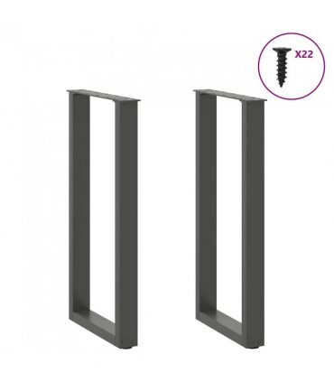 vidaXL Console Table Legs U-Shaped 2 pcs Anthracite 38x(72-73) cm Steel — Size: 38 x (72-73) cm
