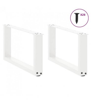vidaXL Coffee Table Legs U-Shaped 2 pcs White 70x(30-31) cm Steel — Size: 70 x (30-31) cm