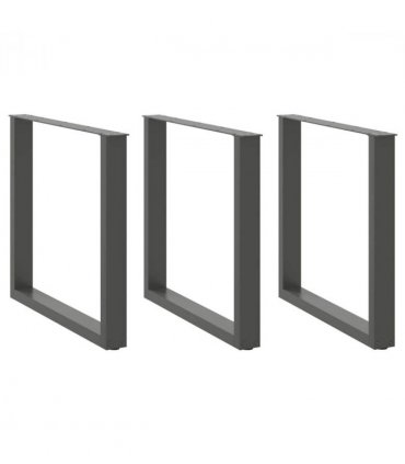 vidaXL Dining Table Legs U-Shaped 3 pcs Anthracite 80x(72-73) cm Steel — Size: 80 x (72-73) cm