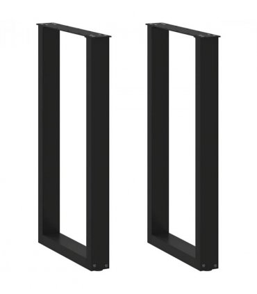 vidaXL Bar Table Legs U-Shaped 2 pcs Black 40x(90-91) cm Steel — Size: 40 x (90-91) cm