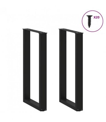 vidaXL Bar Table Legs U-Shaped 2 pcs Black 40x(90-91) cm Steel — Size: 40 x (90-91) cm