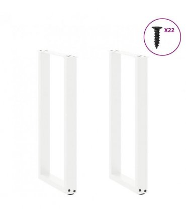 vidaXL Console Table Legs U-Shaped 2 pcs White 38x(72-73) cm Steel — Size: 38 x (72-73) cm — V0671986305