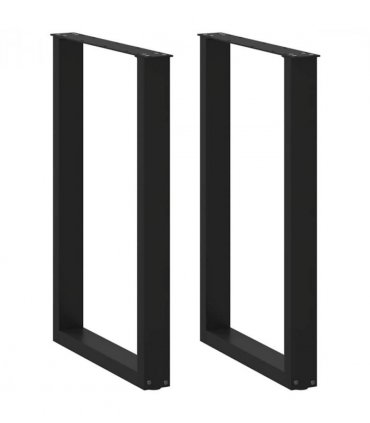 vidaXL Bar Table Legs U-Shaped 2 pcs Black 60x(90-91) cm Steel — Size: 60 x (90-91) cm