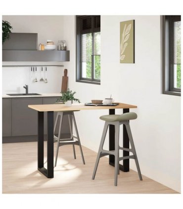vidaXL Bar Table Legs U-Shaped 2 pcs Black 60x(90-91) cm Steel — Size: 60 x (90-91) cm