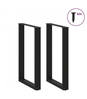 vidaXL Bar Table Legs U-Shaped 2 pcs Black 60x(90-91) cm Steel — Size: 60 x (90-91) cm