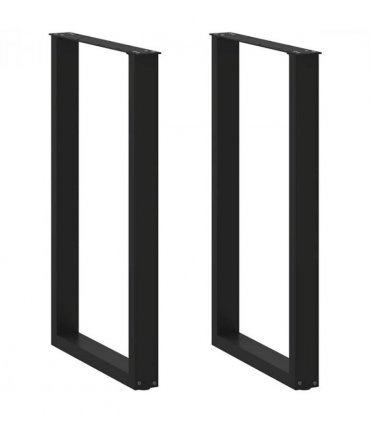 vidaXL Bar Table Legs U-Shaped 2 pcs Black 60x(100-101) cm Steel — Size: 60 x (100-101) cm