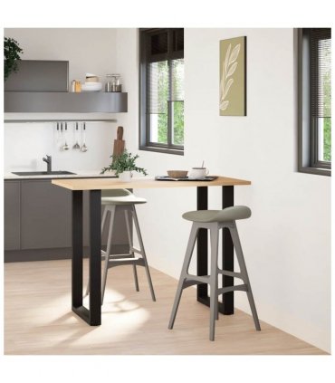 vidaXL Bar Table Legs U-Shaped 2 pcs Black 60x(100-101) cm Steel — Size: 60 x (100-101) cm