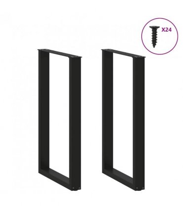 vidaXL Bar Table Legs U-Shaped 2 pcs Black 60x(100-101) cm Steel — Size: 60 x (100-101) cm