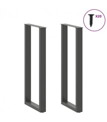 vidaXL Bar Table Legs U-Shaped 2 pcs Anthracite 40x(110-111) cm Steel — Size: 40 x (110-111) cm