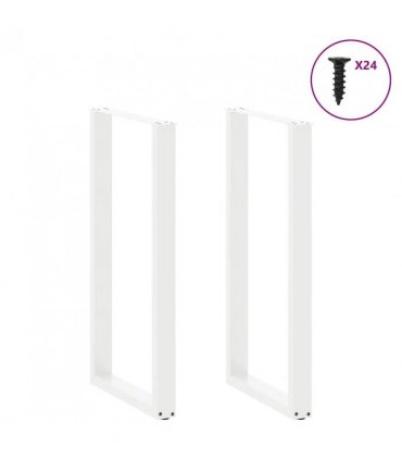 vidaXL Bar Table Legs U-Shaped 2 pcs White 60x(110-111) cm Steel — Size: 60 x (110-111) cm