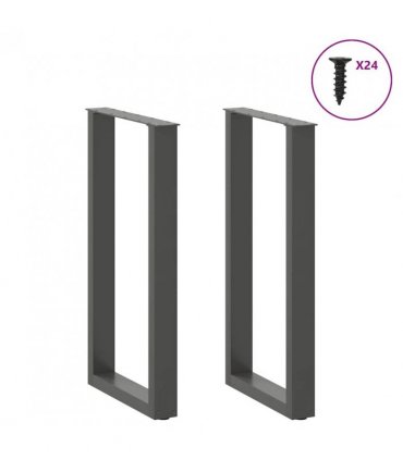 vidaXL Bar Table Legs U-Shaped 2 pcs Anthracite 50x(90-91) cm Steel — Size: 50 x (90-91) cm