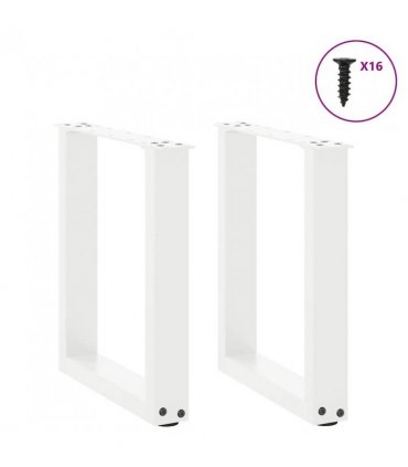 vidaXL Coffee Table Legs U-Shaped 2 pcs White 28x(42-43) cm Steel — Size: 28 x (42-43) cm