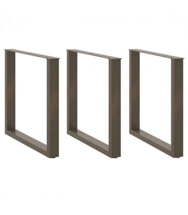 vidaXL Dining Table Legs U-Shaped 3 pcs Natural Steel 90x(72-73) cm Steel — Size: 90 x (72-73) cm