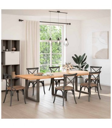 vidaXL Dining Table Legs U-Shaped 3 pcs Natural Steel 90x(72-73) cm Steel — Size: 90 x (72-73) cm