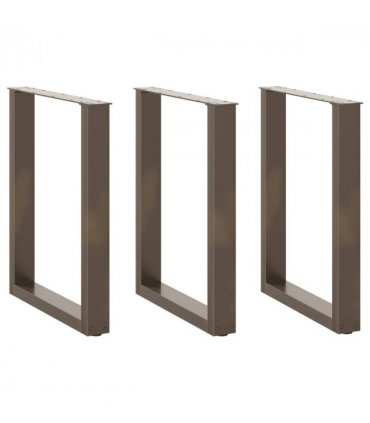 vidaXL Dining Table Legs U-Shaped 3 pcs Natural Steel 70x(72-73) cm Steel — Size: 70 x (72-73) cm