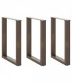 vidaXL Dining Table Legs U-Shaped 3 pcs Natural Steel 70x(72-73) cm Steel — Size: 70 x (72-73) cm