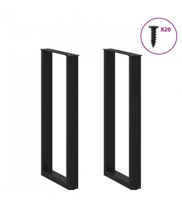 vidaXL Bar Table Legs U-Shaped 2 pcs Black 40x(100-101) cm Steel — Size: 40 x (100-101) cm