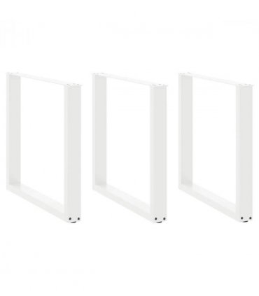 vidaXL Dining Table Legs U-Shaped 3 pcs White 80x(72-73) cm Steel — Size: 80 x (72-73) cm