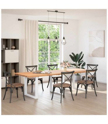 vidaXL Dining Table Legs U-Shaped 3 pcs White 80x(72-73) cm Steel — Size: 80 x (72-73) cm