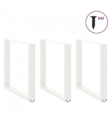 vidaXL Dining Table Legs U-Shaped 3 pcs White 80x(72-73) cm Steel — Size: 80 x (72-73) cm