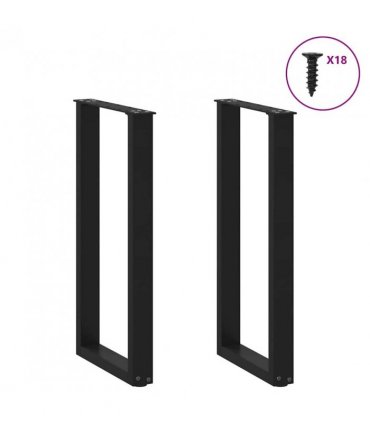 vidaXL Console Table Legs U-Shaped 2 pcs Black 28x(72-73) cm Steel — Size: 28 x (72-73) cm — V0671986318