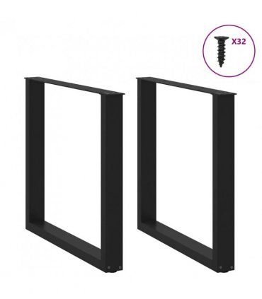 vidaXL Dining Table Legs U-Shaped 2 pcs Black 90x(72-73) cm Steel — Size: 90 x (72-73) cm — V0671986319