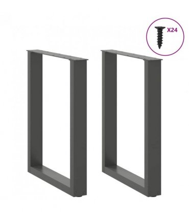 vidaXL Dining Table Legs U-Shaped 2 pcs Anthracite 60x(72-73) cm Steel — Size: 60 x (72-73) cm