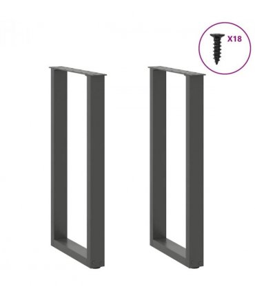 vidaXL Console Table Legs U-Shaped 2 pcs Anthracite 28x(72-73) cm Steel — Size: 28 x (72-73) cm — V0671986321