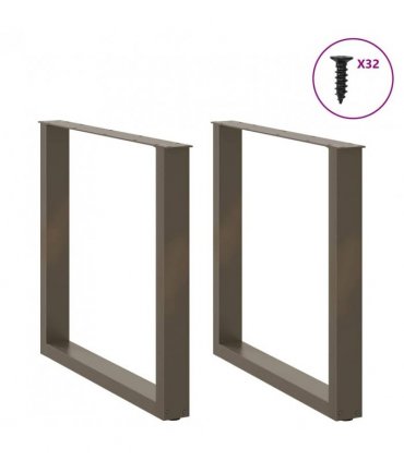 vidaXL Dining Table Legs U-Shaped 2 pcs Natural Steel 90x(72-73) cm Steel — Size: 90 x (72-73) cm — V0671986322