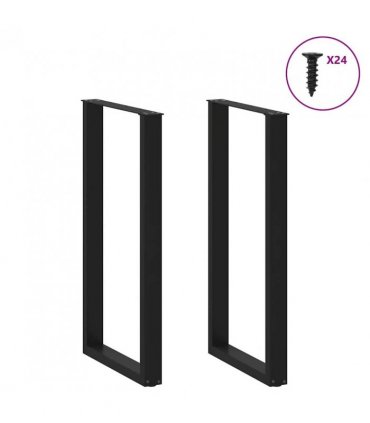 vidaXL Bar Table Legs U-Shaped 2 pcs Black 60x(110-111) cm Steel — Size: 60 x (110-111) cm