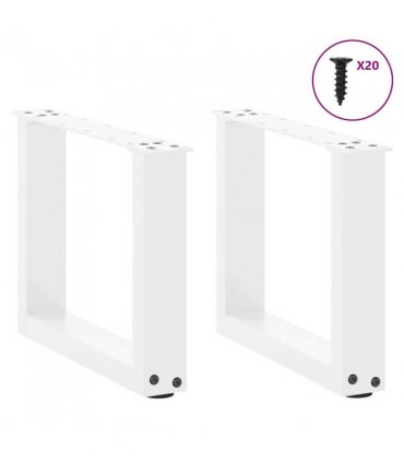 vidaXL Coffee Table Legs U-Shaped 2 pcs White 40x(30-31) cm Steel — Size: 40 x (30-31) cm