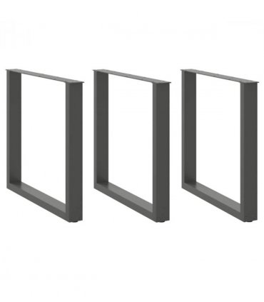 vidaXL Dining Table Legs U-Shaped 3 pcs Anthracite 90x(72-73) cm Steel — Size: 90 x (72-73) cm