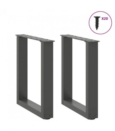 vidaXL Coffee Table Legs U-Shaped 2 pcs Anthracite 38x(42-43) cm Steel — Size: 38 x (42-43) cm