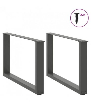 vidaXL Coffee Table Legs U-Shaped 2 pcs Anthracite 60x(42-43) cm Steel — Size: 60 x (42-43) cm