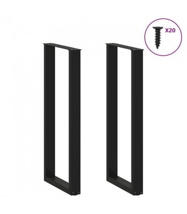 vidaXL Bar Table Legs U-Shaped 2 pcs Black 40x(110-111) cm Steel — Size: 40 x (110-111) cm