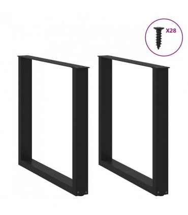 vidaXL Dining Table Legs U-Shaped 2 pcs Black 80x(72-73) cm Steel — Size: 80 x (72-73) cm — V0671986332