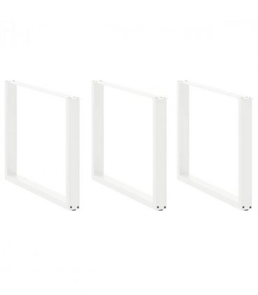 vidaXL Dining Table Legs U-Shaped 3 pcs White 100x(72-73) cm Steel — Size: 100 x (72-73) cm