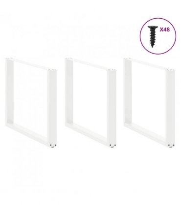 vidaXL Dining Table Legs U-Shaped 3 pcs White 100x(72-73) cm Steel — Size: 100 x (72-73) cm