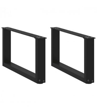 vidaXL Coffee Table Legs U-Shaped 2 pcs Black 60x(30-31) cm Steel — Size: 60 x (30-31) cm — V0671986337