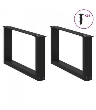 vidaXL Coffee Table Legs U-Shaped 2 pcs Black 60x(30-31) cm Steel — Size: 60 x (30-31) cm — V0671986337