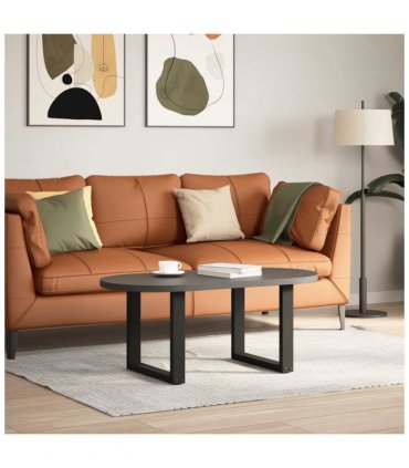 vidaXL Coffee Table Legs U-Shaped 2 pcs Black 50x(42-43) cm Steel — Size: 50 x (42-43) cm