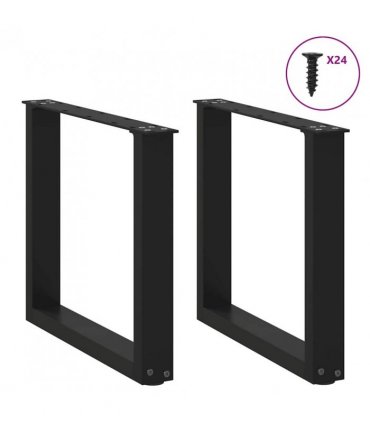 vidaXL Coffee Table Legs U-Shaped 2 pcs Black 50x(42-43) cm Steel — Size: 50 x (42-43) cm
