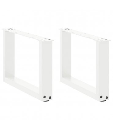 vidaXL Coffee Table Legs U-Shaped 2 pcs White 50x(30-31) cm Steel — Size: 50 x (30-31) cm