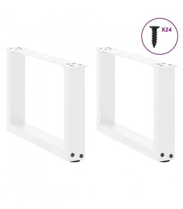 vidaXL Coffee Table Legs U-Shaped 2 pcs White 50x(30-31) cm Steel — Size: 50 x (30-31) cm