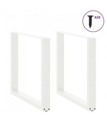 vidaXL Dining Table Legs U-Shaped 2 pcs White 80x(72-73) cm Steel — Size: 80 x (72-73) cm — V0671986341