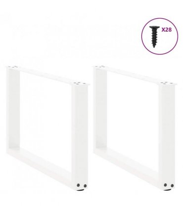 vidaXL Coffee Table Legs U-Shaped 2 pcs White 70x(42-43) cm Steel — Size: 70 x (42-43) cm