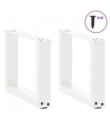 vidaXL Coffee Table Legs U-Shaped 2 pcs White 30x(30-31) cm Steel — Size: 30 x (30-31) cm — V0671986345