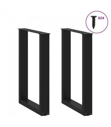 vidaXL Dining Table Legs U-Shaped 2 pcs Black 50x(72-73) cm Steel — Size: 50 x (72-73) cm — V0671986347