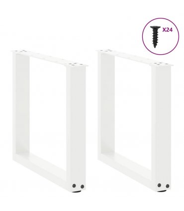 vidaXL Coffee Table Legs U-Shaped 2 pcs White 50x(42-43) cm Steel — Size: 50 x (42-43) cm